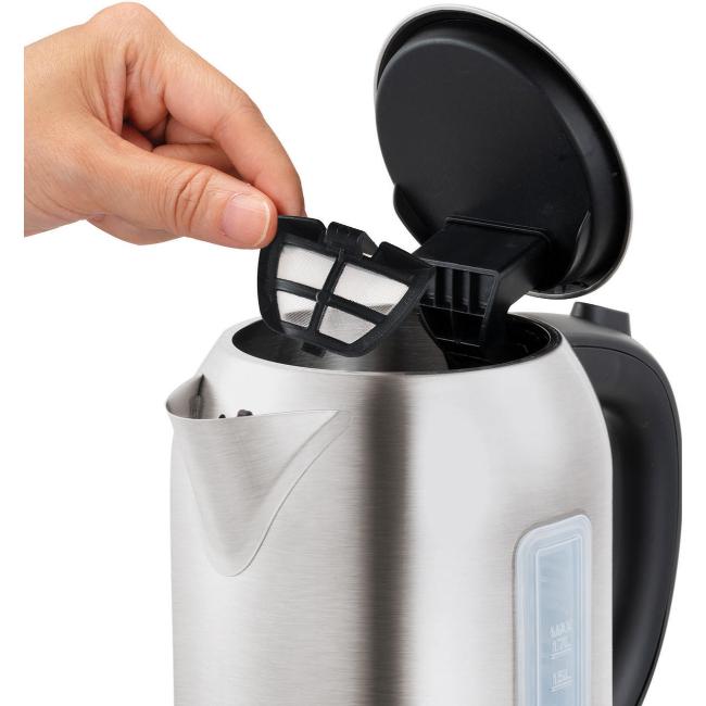 Morphy Richards Kettle 1.7L Brushed Steel Quiet Boil Rapid Boil 3000W - Water Level Indicator, 360 Swivel Base, Removable Filter, Cord Storage