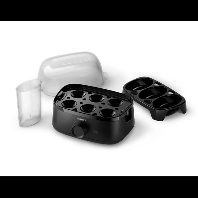 Philips Egg Cooker 3000 Series Black with Clear Lid, 6 eggs capacity, 400 W power, Poached accessory