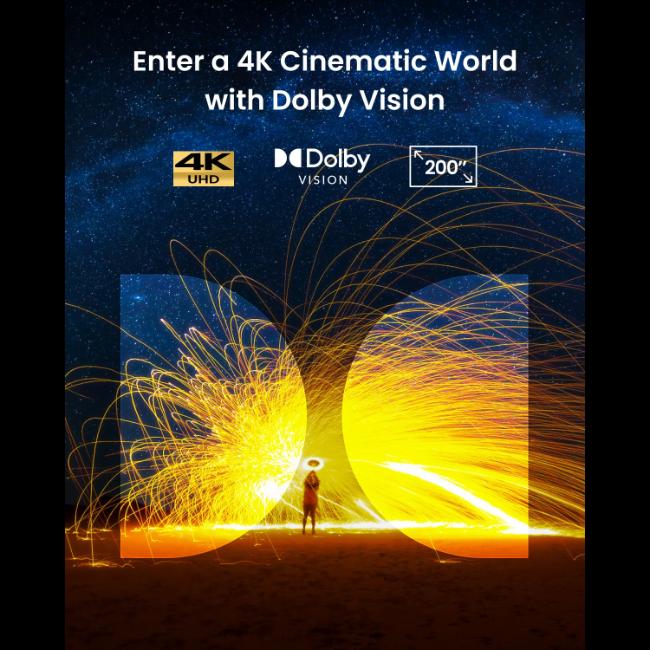 Nebula Cosmos 4K SE Laser Projector - Grey | Dolby Vision, Google TV, HybridBeam, NebulaMaster, 1800 ANSI Lumens, 200-Inch Screen, Handle, Lens, Depth Sensing