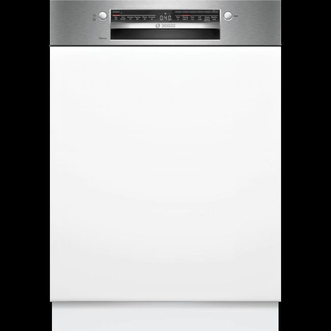 Bosch Serie 2 60cm Semi-Integrated Dishwasher SMI2HTS06G Brushed Steel 13 Place Setting Extra Dry Home Connect EcoSilence Drive SpeedPerfect+ AquaStop