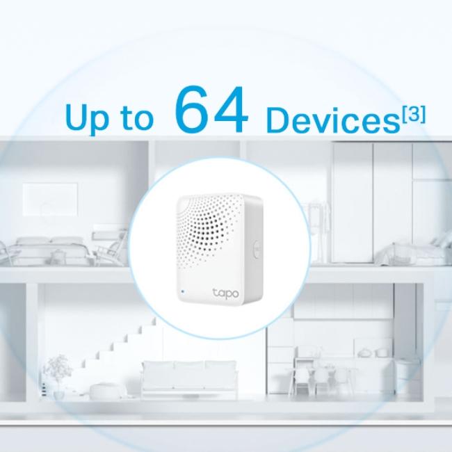 TP-Link Smart IoT Hub with Chime | Smart Alarm, Doorbell, Whole Home Coverage, Low-Power Wireless, Tapo Ecology, Wi-Fi, Up to 64 Devices
