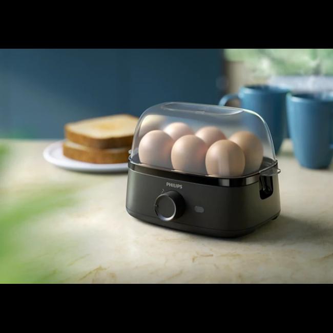 Philips Egg Cooker 3000 Series Black with Clear Lid, 6 eggs capacity, 400 W power, Poached accessory