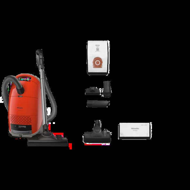 Miele Guard M1 Bagged Vacuum Cleaner Red with Hose, Floorhead, Black and Silver
