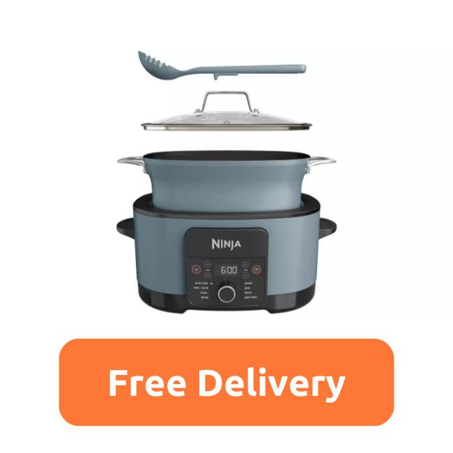 Ninja Foodi PossibleCooker 8-in-1 Multi-Cooker Slow Cooker 8L Sea Salt Grey with Pasta Spoon & Lid - 1200W, Up to 8 Portions, 12 Hr Keep Warm