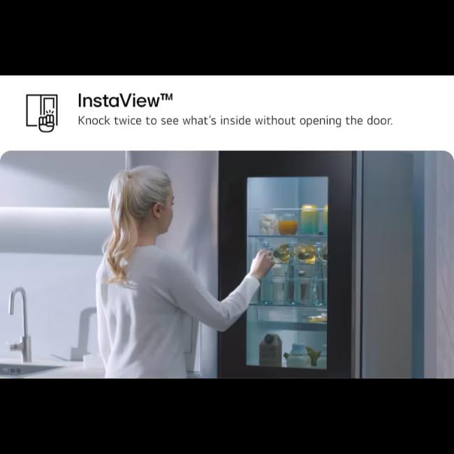 LG InstaView Side-By-Side Refrigerator 628L Brushed Steel with Water Dispenser