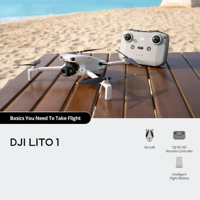 DJI Lito 1 White Camera Drone with 4K Video, 8K Images, Under 249g, 36 Min Flight Time, 15km Range, Omnidirectional Obstacle Sensing, DJI RC-N3 Controller
