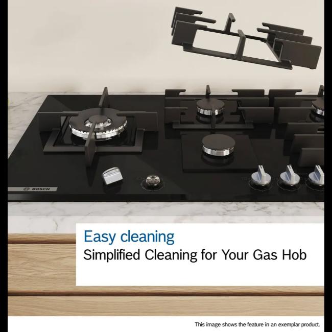 Bosch Series 6 Gas Hob 5 Burner Black with Image Features