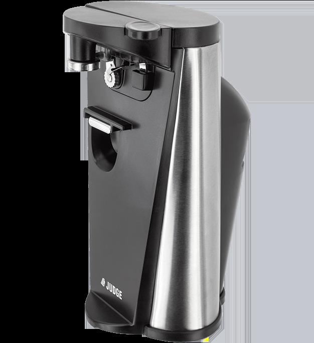 Judge 3-in-1 Electric Can Opener with Knife Sharpener & Bottle Opener - Black, 60W, Automatic, Magnet Lid Holder, Removable Arm, Stainless Steel Blade