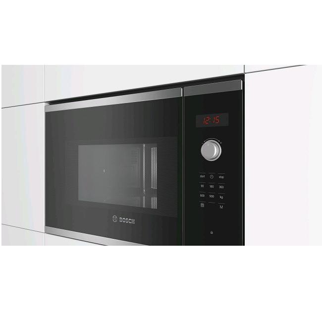 Bosch Series 4 Built-in 38cm Microwave Oven BFL553MS0B 25L 900W Solo Stainless Steel AutoPilot 7 Red LED Display Left Hinged Door
