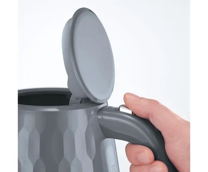 Russell Hobbs Honeycomb Kettle Grey 1.7 litres Stainless Steel Perfect pour spout Cup markings Illuminated water window