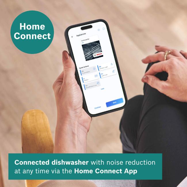 Bosch Series 4 Fully Integrated Dishwasher SMH4HVX14G - 14 Place Settings, ExtraDry, VarioDrawer, VarioFlex, InfoLight, Home Connect, EcoSilence Drive, 44 dB(A)