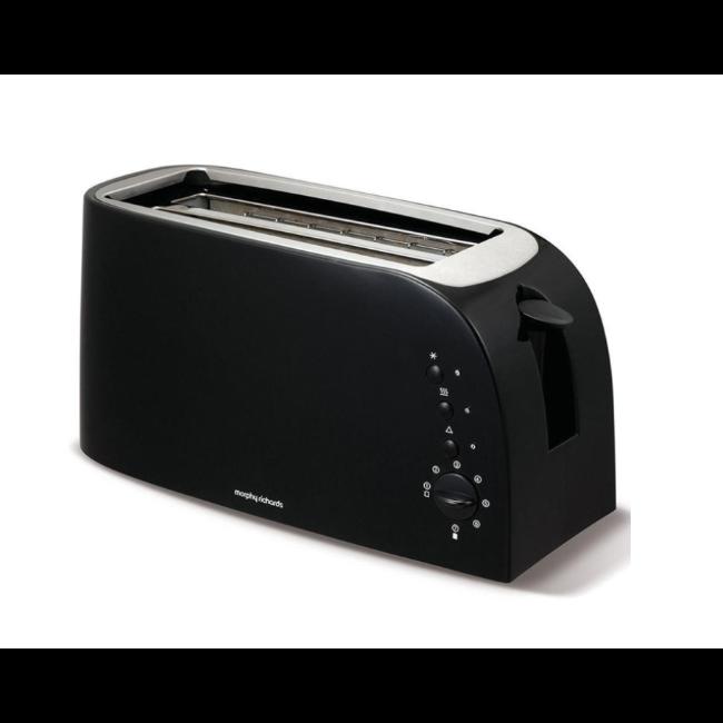 Morphy Richards Essentials 4 Slice Toaster Black with 7 Browning Settings, Defrost, Reheat, Cancel, Keep Warm, Deep Slots, High Lift, Removable Crumb Tray, Cord Storage, 1500W