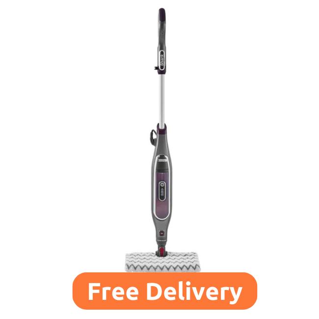 Shark Klik n' Flip Steam Mop S6003, Steam Blast, Dirt Grip Pads, Bordeaux/Steel Grey