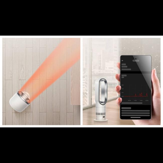 Dyson Hot+Cool HF1 Smart Fan Heater - White | Air Multiplier, Intelligent Climate Control, Remote, Sleep Mode, 26dB, 2.59kg, 585mm Height