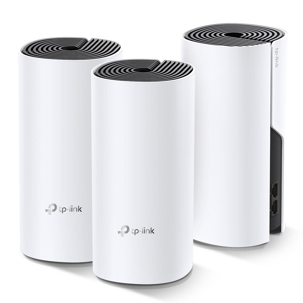 TP-Link Deco M4 AC1200 Mesh Wi-Fi System 3-Pack | White, Cylindrical, TP-Link Logo