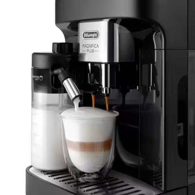 De'Longhi Magnifica Plus Automatic Bean to Cup Coffee Machine - Black | 15 Drinks, LatteCrema Hot, 3.5" Touch Display, 15 Bar, 250g Bean, 1.9L Water, 240x440x360mm