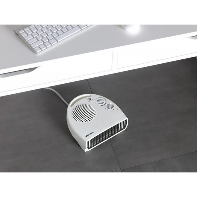 Dimplex 3kW Flat Fan Heater White | 2 heat settings, frost protection, thermostatically controlled, cool air blow feature, freestanding | Image Features: White, Black Grill, Dimplex Logo, Power Indicator