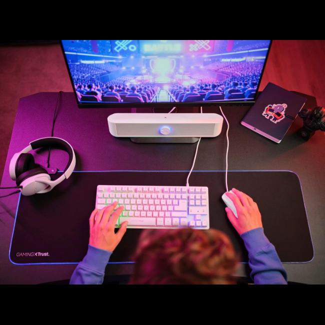 Trust GXT 619W Thorne RGB Illuminated Soundbar - White - Volume Control, RGB Lighting