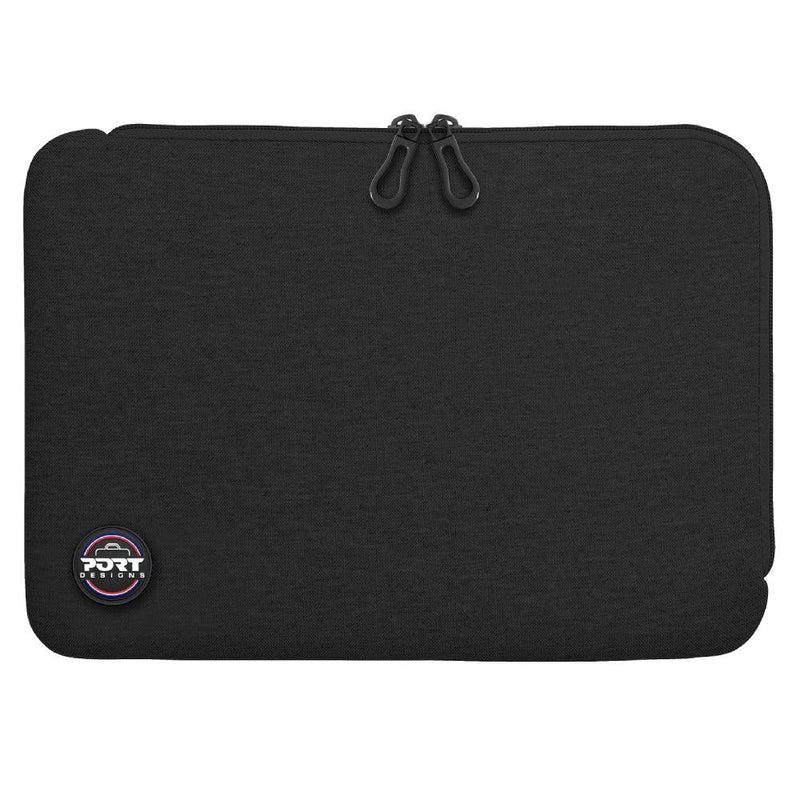 Port Designs Torino II 15.6" Black Neoprene Laptop Sleeve with L-shaped opening and double zips