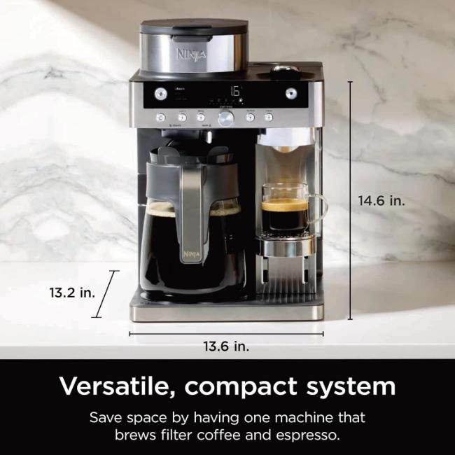 Ninja DualBrew System Coffee Machine - Filter & Espresso with Froth, Multiple Drink Sizes, 1.8L Capacity