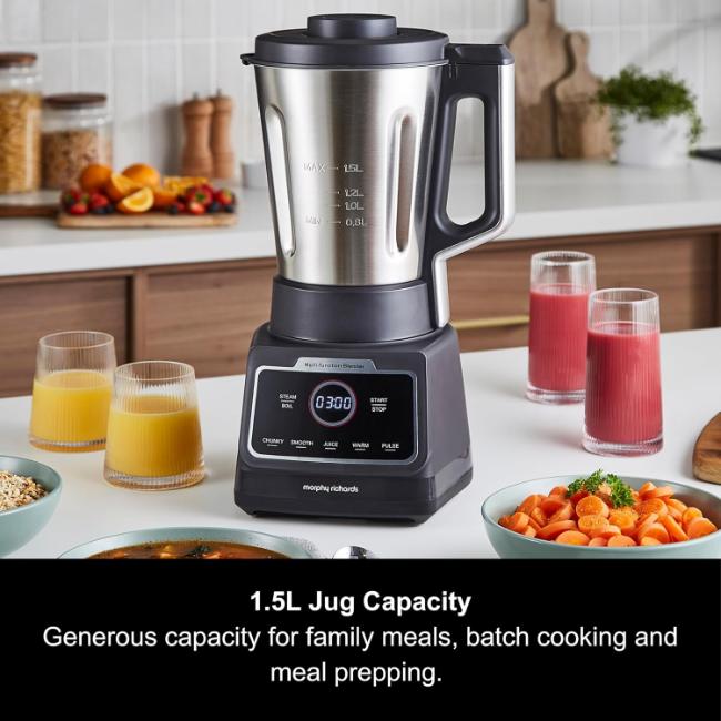 Morphy Richards MixFlex 1.5L 6-in-1 Multifunction Blender & Soup Maker with LED Touch Control and Dishwasher Safe Parts