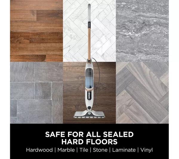 Shark SteamSpot S2001UK Steam Mop with Steam Blaster Technology - Lightweight, 3 Modes, 2x Dirt Grip Pads, 2.2kg, White/Copper