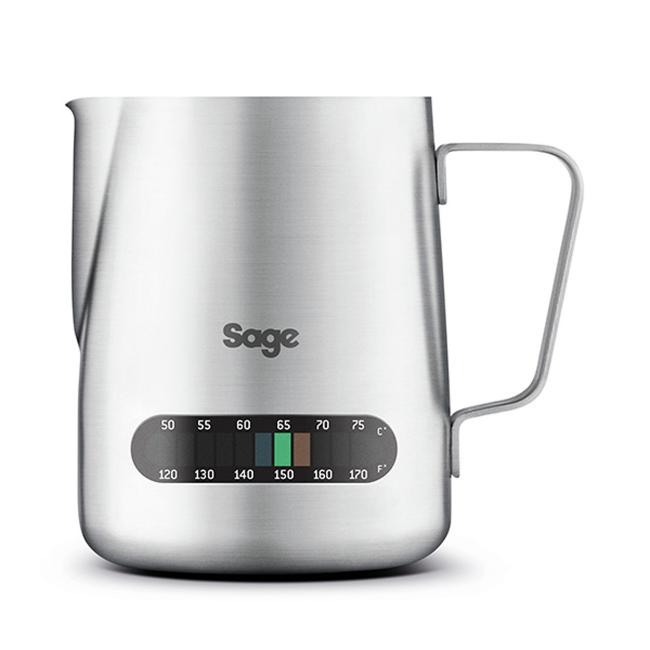 Sage Temperature Control Milk Jug - Silver, 480ml, with Thermometer and Spout design