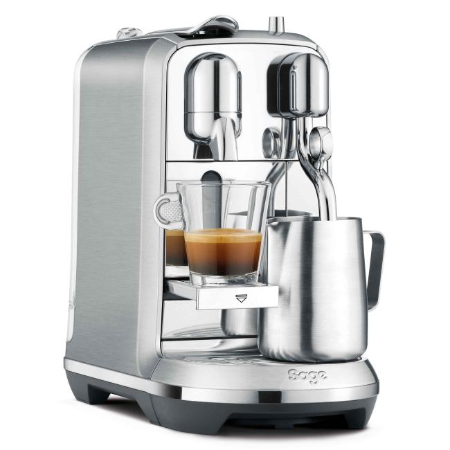 Sage Creatista Plus Nespresso Machine Stainless Steel Brushed Steel 8 Beverage Selections 3 Second Heat Up 11 Milk Temp 8 Froth Levels 19 Bar Pump Auto Shut-off 9 Min Espresso Milk Jug Steam Wand Digital Display