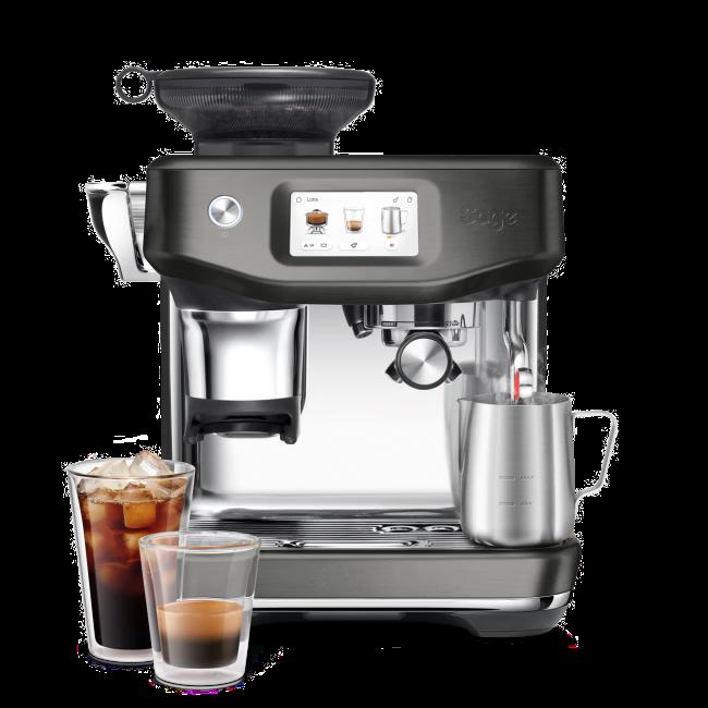 Sage The Barista Touch Impress Bean to Cup Espresso Coffee Machine Black Stainless Steel with Cold Extraction ThermoJet Heating 30 Grind Settings Auto MilQ Touchscreen Yes