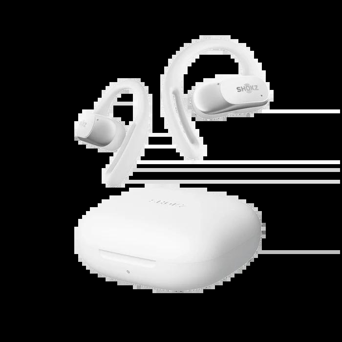 Shokz OpenFit Air Open-Ear Wireless Earbuds - White, Bluetooth, Charging Case, Water-Resistant