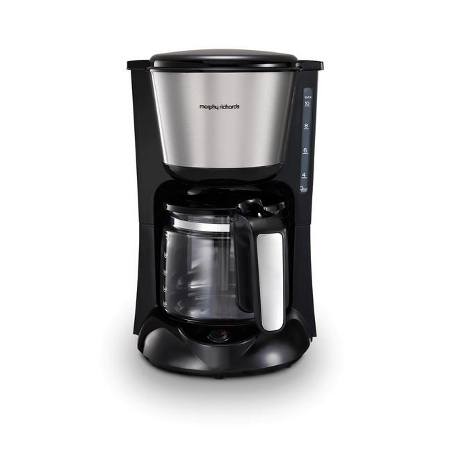 Morphy Richards Equip Filter Coffee Maker 10 Cup Brushed Steel 1.2L Pour Over Permanent Filter Keep Warm Illuminated Switch