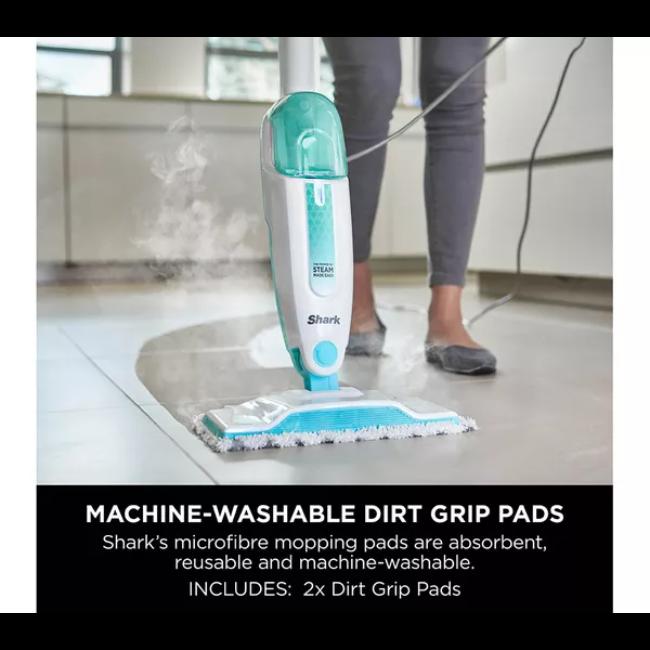 Shark Steam Mop | Green | Lightweight | Manual Pump Action | Machine-washable Pads | 5.5m Cord | Removable Tank