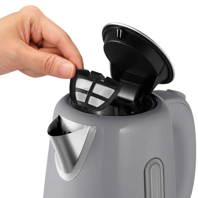 Morphy Richards Equip Grey 1.7L Kettle | 3kW Rapid Boil, Easy View Water Gauge, Removable Limescale Filter, Cord Tidy, 360 Base