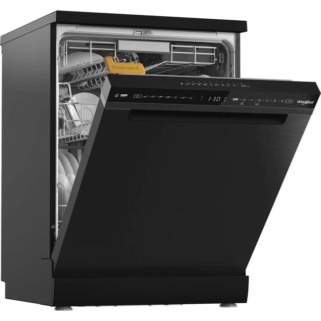 Whirlpool Black Freestanding Dishwasher Maxi Space Tub, Space Clean 3rd Rack, PowerClean Pro, Touch Controls, 6th Sense Technology, Silent operation