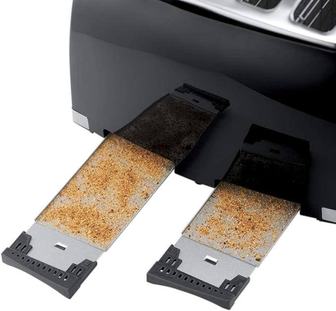Russell Hobbs Honeycomb 4 Slice Toaster - Black with Extra Wide Slots, High Lift, Bun Warmer, Variable Browning, Frozen, Cancel, Reheat, Removable Crumb Tray, Stainless Steel Accents