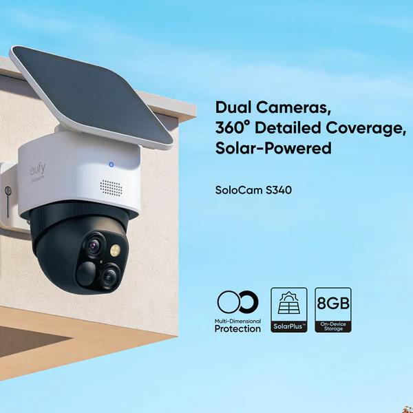 Eufy Security Solar Powered 2K Dual Camera with 360 Degree View