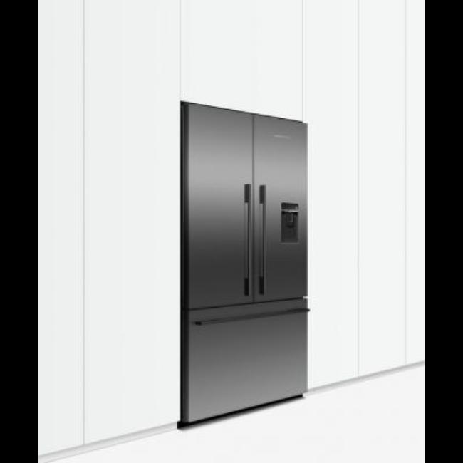 Fisher & Paykel French Door Refrigerator Freezer 569L Black Stainless Steel with Water Dispenser