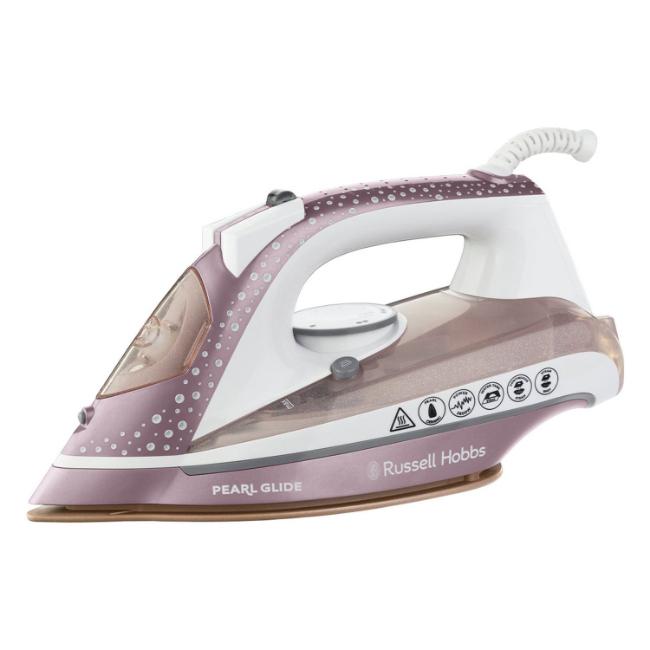 Russell Hobbs Pearl Glide Steam Iron 2600W 150g Steam Shot 315ml Water Tank Pearl Infused Ceramic Soleplate