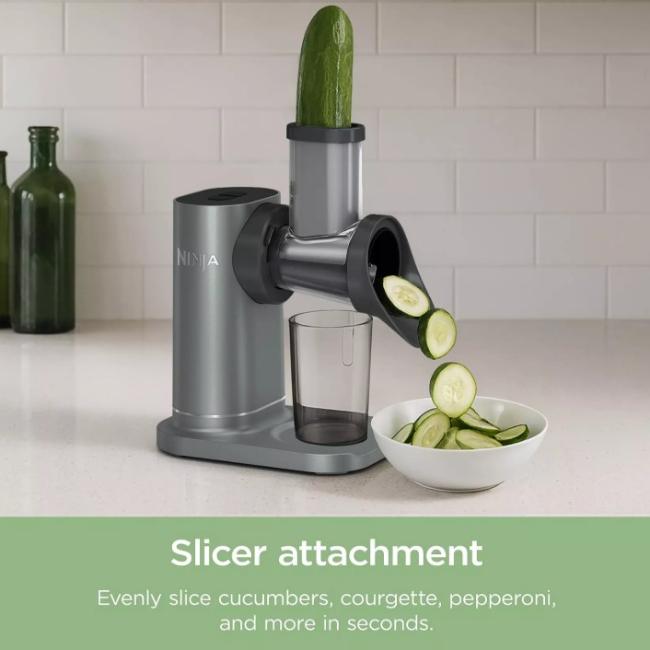 Ninja 3-in-1 Cold Press Juicer, Slicer & Shredder with Anti-Clog Filter | JC152UK | Silver | Includes Juice Jug & Pulp Container