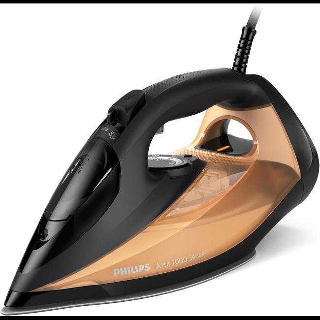 Philips 7000 Series Steam Iron Black/Gold - Steam Glide Elite soleplate, Quick Calc Release, Vertical steam function, Automatic shut-off