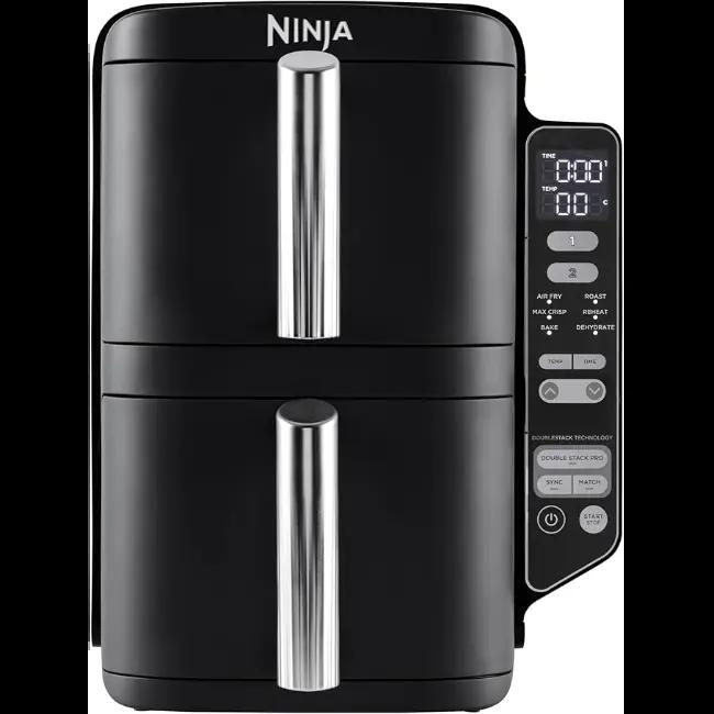 Ninja Double Stack 7.6L Dual Drawer Air Fryer Black with Air Fry, Roast, Bake, Reheat, Dehydrate, Max Crisp