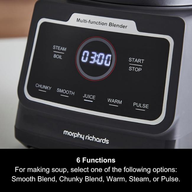 Morphy Richards MixFlex 1.5L 6-in-1 Multifunction Blender & Soup Maker with LED Touch Control and Dishwasher Safe Parts