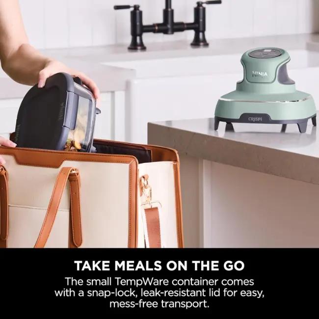 Ninja CRISPi 4-in-1 Portable Glass Air Fryer | Sage | Air Fry, Roast, Keep Warm, Recrisp | Glass