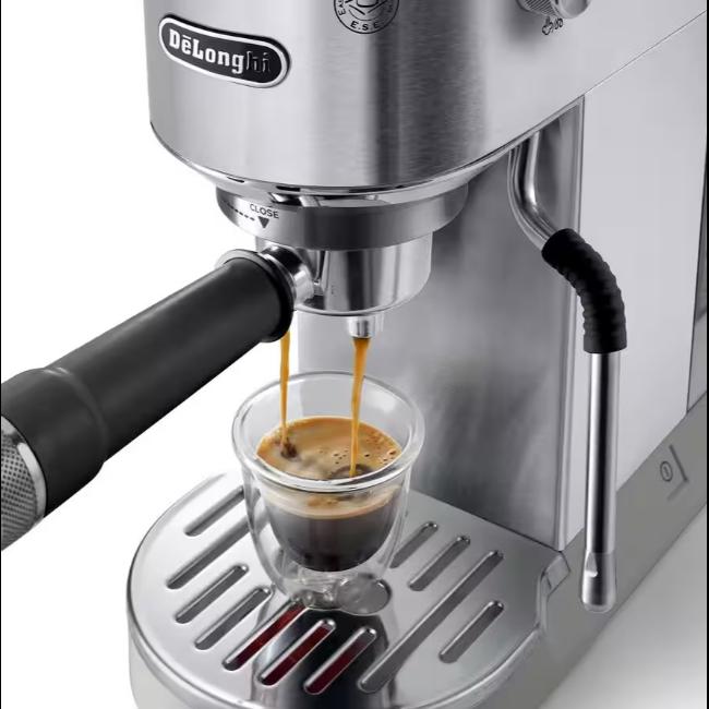 Delonghi Dedica Duo Espresso Coffee Machine with Cold Brew & Advanced Milk Steam Wand | Stainless Steel | 15cm Wide | 15-bar Pump Pressure