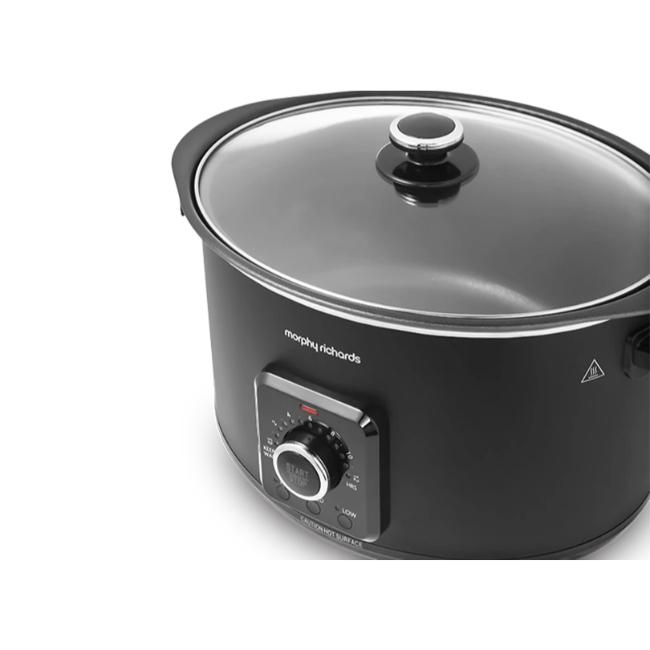 Morphy Richards 6.5L Slow Cooker Black with Dial, Glass Lid
