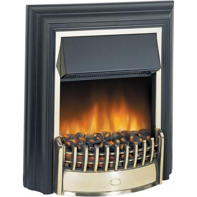 Dimplex Cheriton Electric Fireplace Black & Brass 2kW Optiflame LED Real Coals Flame Effect