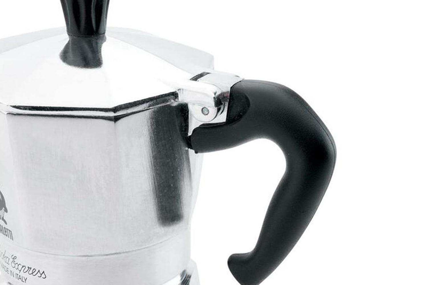 Bialetti Moka Express Coffee Maker 6 Cups Aluminum Silver Black Handle