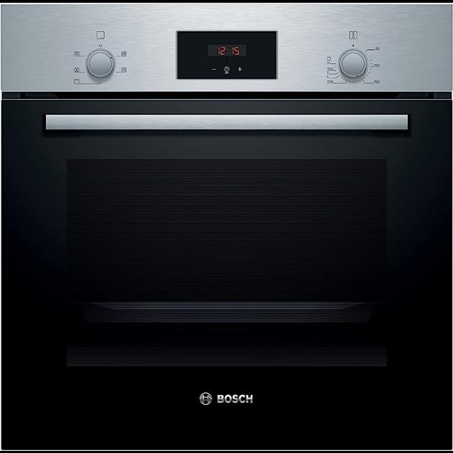 Bosch Series 2 Built-in Single Electric Oven Stainless Steel 66L Red LED Display 3D Hotair Energy A