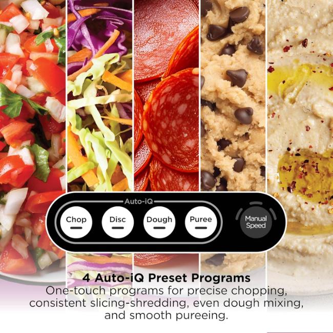 Ninja PrecisionPro Food Processor 850W 2.1L Bowl Auto-iQ Technology 4 Preset Modes Chop Slice Mix Dough Purée Dishwasher Safe