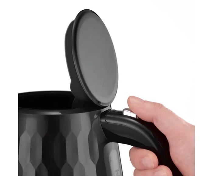 Russell Hobbs Honeycomb 1.7L 3000W Black Electric Kettle with Rapid Boil & Perfect Pour Spout